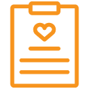 Clipboard displays heart symbol, lines suggest text underneath.