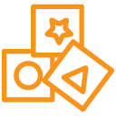 Geometric shapes stacked; no text present.