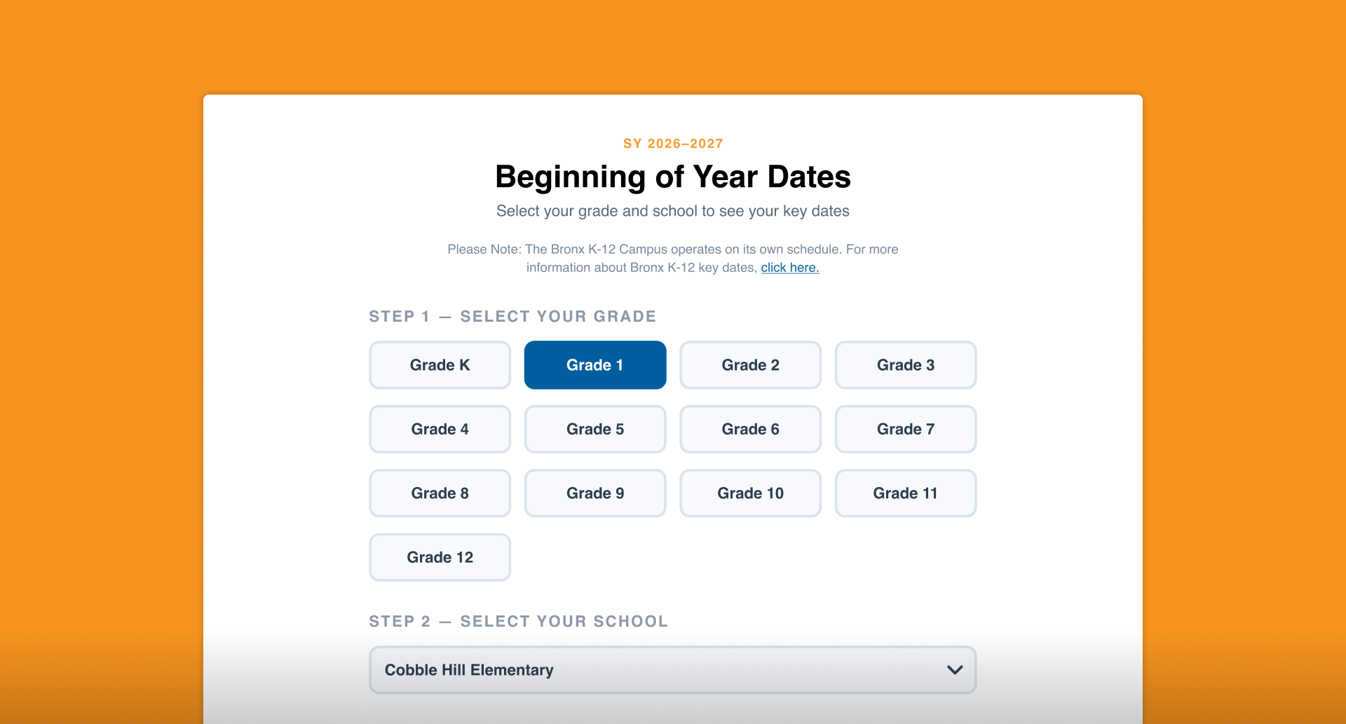 Beginning of Year Dates